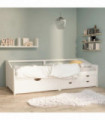 3-Seater Day Bed with Drawers White Solid Pinewood 90x200 cm