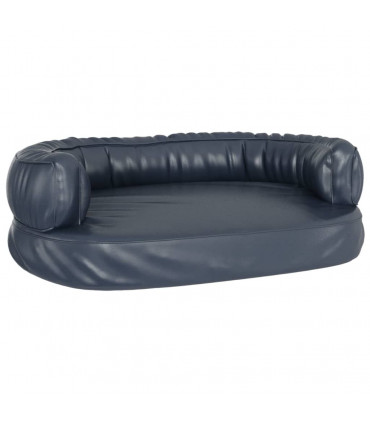Ergonomic Foam Dog Bed Dark Blue 60x42 cm Faux Leather