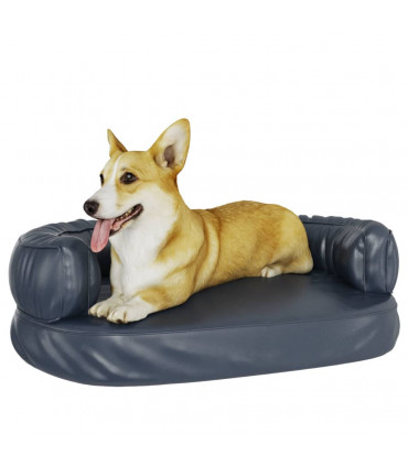 Ergonomic Foam Dog Bed Dark Blue 60x42 cm Faux Leather