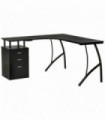 L-Shaped Corner PC Desk Table w/ Drawer Home Office Workstation, Black HOMCOM