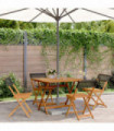 vidaXL 5 Piece Garden Dining Set Black Poly Rattan and Solid Wood