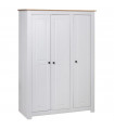 3-Door Wardrobe White 118x50x171.5 cm Pine Panama Range