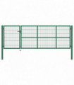 Garden Fence Gate with Posts 350x100 cm Steel Green