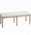 HOMCOM End of Bed Bench, Upholstered Bedroom Bench, Cream White