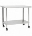 Kitchen Work Table with Wheels 100x45x85 cm Stainless Steel