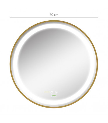 LED Bathroom Mirror Wall Mounted Round Vanity Mirror w/ Lights, Time Display