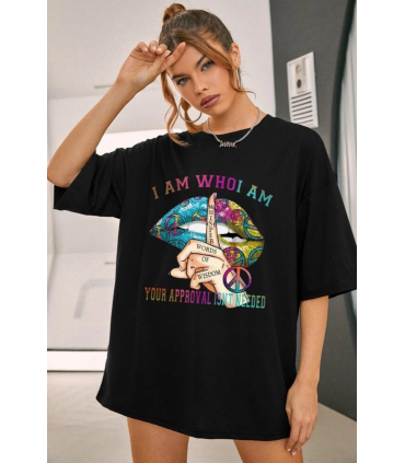 Ladies Oversized Whishper Words of Wisdom Short Sleeves T Shirt Top