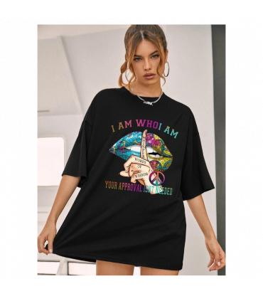 Ladies Oversized Whishper Words of Wisdom Short Sleeves T Shirt Top