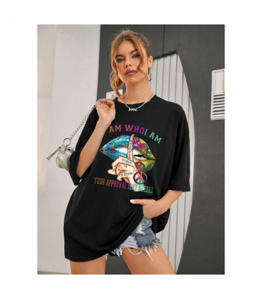 Ladies Oversized Whishper Words of Wisdom Short Sleeves T Shirt Top