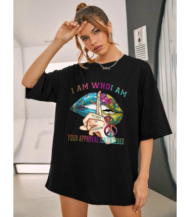 Ladies Oversized Whishper Words of Wisdom Short Sleeves T Shirt Top