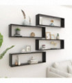 vidaXL Wall Cube Shelf 4 pcs Black 100x15x30 cm Engineered Wood
