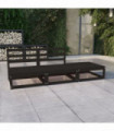 vidaXL 3 Piece Garden Lounge Set Black Solid Pinewood