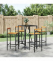 vidaXL 5 Piece Garden Bar Set Black Poly Rattan& Solid Wood Acacia