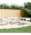 vidaXL 8 Piece Garden Lounge Set White Solid Wood Pine