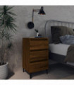 vidaXL Bed Cabinet with Metal Legs Brown Oak 40x35x69 cm