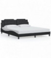 vidaXL Bed Frame with Headboard Black 180x200 cm Super King Faux Leather