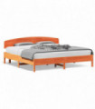 vidaXL Bed Frame with Headboard Wax Brown 200x200 cm Solid Wood Pine