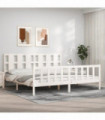 vidaXL Bed Frame with Headboard White 200x200 cm Solid Wood