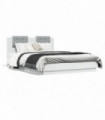 vidaXL Bed Frame with Headboard and LED Lights White 120x200 cm