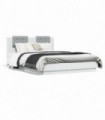 vidaXL Bed Frame with Headboard and LED Lights White 140x200 cm