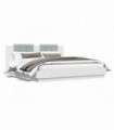 vidaXL Bed Frame with Headboard and LED Lights White 160x200 cm