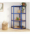 4-Layer Corner Shelf Blue Steel&Engineered Wood