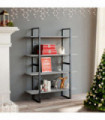 4-Tier Book Cabinet Concrete Grey 100x30x140 cm Engineered Wood