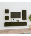 5 Piece TV Cabinet Set Black Engineered Wood