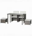 5 Pieces Rattan Garden Furniture Sofa Set w/ Table Chair Footrest Grey
