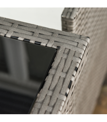 5 Pieces Rattan Garden Furniture Sofa Set w/ Table Chair Footrest Grey