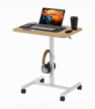 HOMCOM Standing Desk Mobile Overbed Table w/ Wheels for Home Office Natural