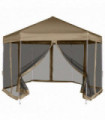 Hexagonal Pop-Up Marquee with Sidewalls 3.6x3.1 m Taupe 220g/m�