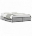 vidaXL Bed Frame Grey Sonoma 120x200 cm Engineered Wood and Metal
