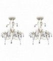 Crystal Pendant Ceiling Lamp Chandeliers 2 pcs Elegant White
