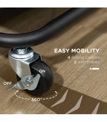 3-Tier Utility Cart, Serving Trolley with Mesh Baskets Removable Boxes, Black