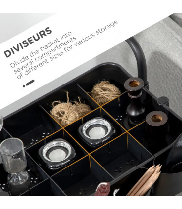 3-Tier Utility Cart, Serving Trolley with Mesh Baskets Removable Boxes, Black