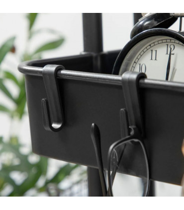 3-Tier Utility Cart, Serving Trolley with Mesh Baskets Removable Boxes, Black