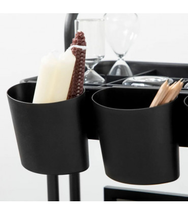 3-Tier Utility Cart, Serving Trolley with Mesh Baskets Removable Boxes, Black