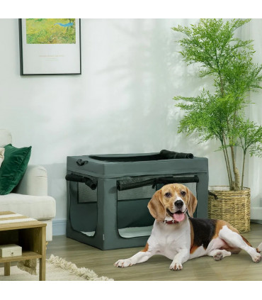 90cm Foldable Pet Carrier Bag Cat Bag w/ Cushion for Medium, Large Dogs - Grey