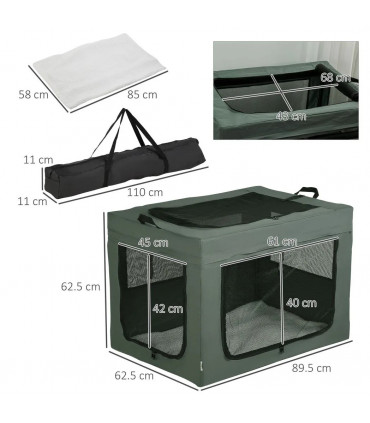 90cm Foldable Pet Carrier Bag Cat Bag w/ Cushion for Medium, Large Dogs - Grey