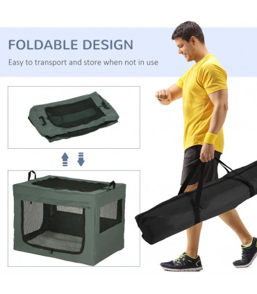 90cm Foldable Pet Carrier Bag Cat Bag w/ Cushion for Medium, Large Dogs - Grey