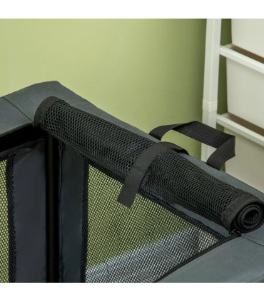 90cm Foldable Pet Carrier Bag Cat Bag w/ Cushion for Medium, Large Dogs - Grey