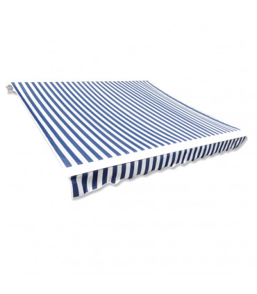 Awning Top Sunshade Canvas Blue & White 3 x 2,5m (Frame Not Included)