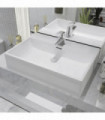 Basin with Faucet Hole Ceramic White 60.5x42.5x14.5 cm