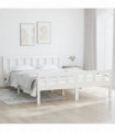 Bed Frame White Solid Wood 150x200 cm 5FT King Size