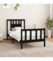 vidaXL Bed Frame with Headboard Black Solid Wood Pine 100x200 cm