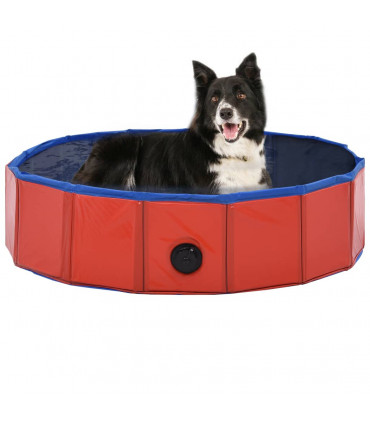 Foldable Dog Swimming Pool Red 80x20 cm PVC