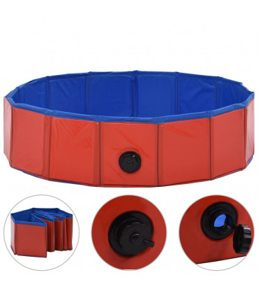 Foldable Dog Swimming Pool Red 80x20 cm PVC