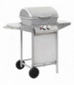 Gas BBQ Grill with 2 Cooking Zones Silver Stainless Steel