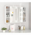 Mirror Cabinet with LED High Gloss White 76x15x55 cm